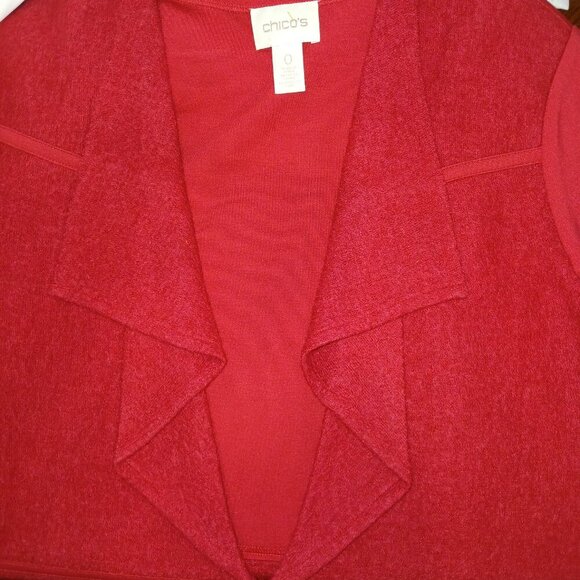 WOMENS CHICO'S RED PONTE BOILDED WOOL BLAZER TOP JACKET, SIZE 0, US SIZE XS - Picture 9 of 10
